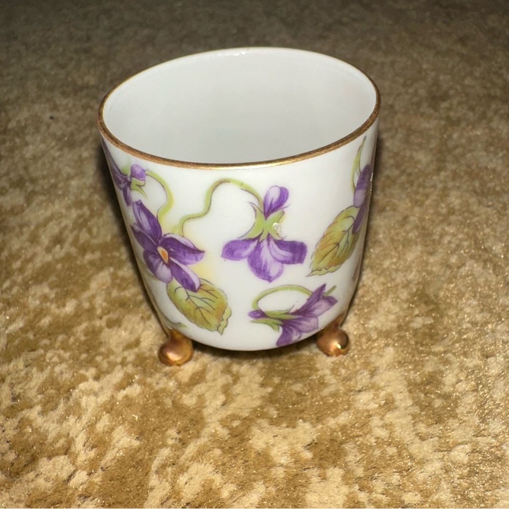 Ashtray Cigarette & Toothpick Holder Mitterteich Bavaria Germany Purple Violet - Picture 5 of 11